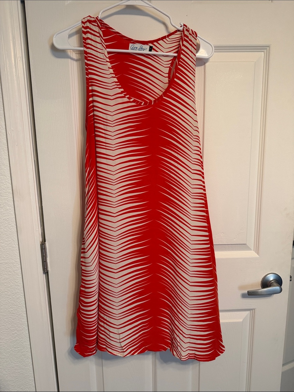 Ava Sky Red and Cream Sleeveless Shift Dress